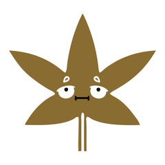 flat color retro cartoon autumnal leaf