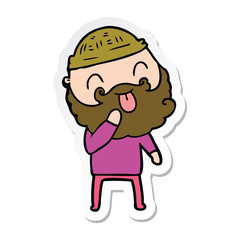 Obraz premium sticker of a man with beard sticking out tongue