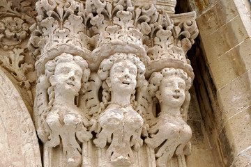 Details of the baroque that can be admired in the city of Lecce in Apulia Italy