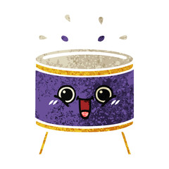 retro illustration style cartoon drum
