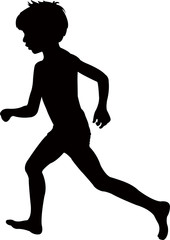a boy running silhouette vector