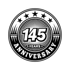 145 years anniversary. Anniversary logo design. Vector and illustration.