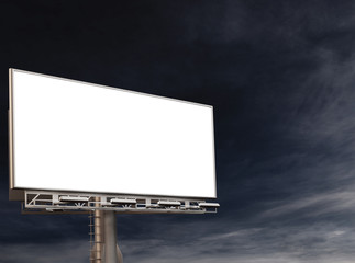 Obraz premium 3D rendering of blank billboard (empty advertisement) with clouds. Empty mockup template