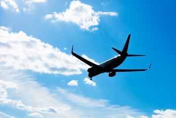 Passenger aircraft landing gear landing at the airport