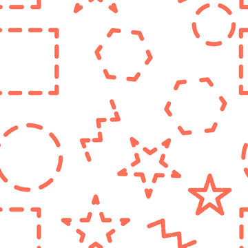 Vector seamless pattern. Abstract geometric background with different geometric shapes - triangles, circles, dots, lines