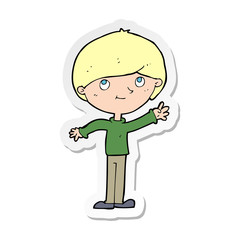 sticker of a cartoon happy boy