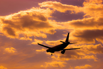 Passenger aircraft landing gear landing at the airport