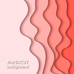 Vector background with pastel coral color paper cut shapes. 3D abstract paper art style, design layout for business presentations, flyers, posters, prints, cards, brochure cover.