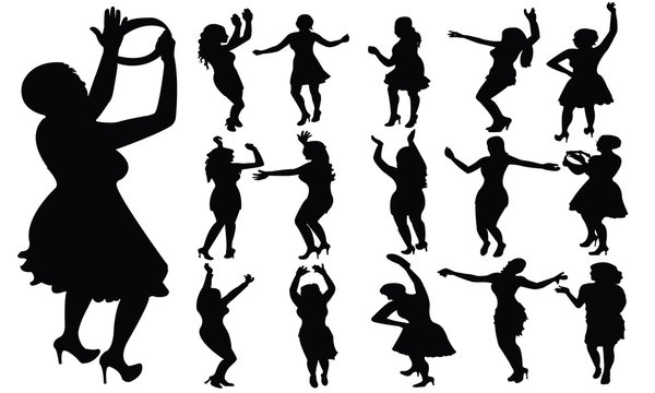 women dancing bodies silhouette vector