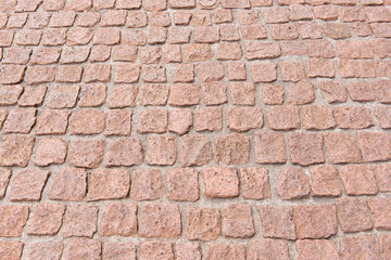 red stone paved pavement