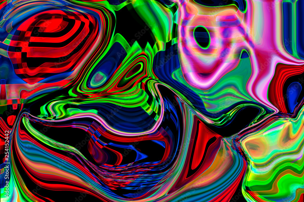 Aufkleber psychedelic pattern in neon colors / abstract background, psychedelic pattern in neon colors of a di