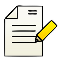 gradient shaded cartoon of writing a document