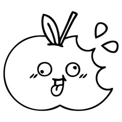 line drawing cartoon red apple
