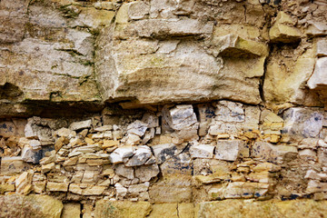 Layers of sedimentary sandstone rock.