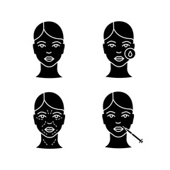 Neurotoxin injection glyph icons set