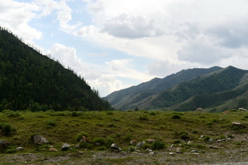 Fototapeta na wymiar Mountain landscape near the Katun river, Altai Republic, Siberia, Russia