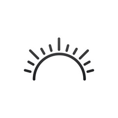 Sunrise vector icon. Sun, rise symbol. Morning icon. Linear style sign for mobile concept and web design.Vector illustration isolated on white background.