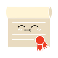 flat color retro cartoon certificate