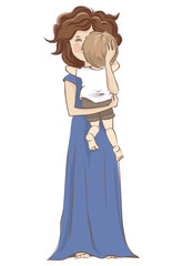 Mother with son. Vector illustration, Mom with a baby in her arms.	