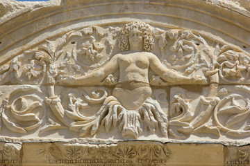 The ancient decorative element city Ephesus Turkey