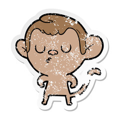 distressed sticker of a cartoon monkey