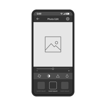 Photo editing smartphone app vector template