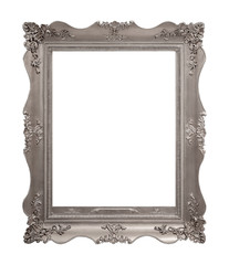 Silver frame for paintings, mirrors or photo isolated on white background