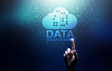 Data management system, cloud technology, Internet and business concept.