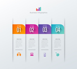 Infographics design vector and business icons with 4 options.