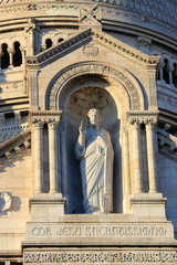Statue of the sacred heart of Jesus at the Basilica of the Sacred Heart, Paris in France