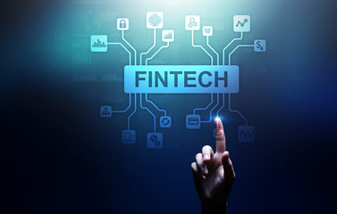 Fintech Financial technology Cryptocurrency investment and digital money. Business concept on virtual screen.