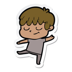 sticker of a cartoon happy boy