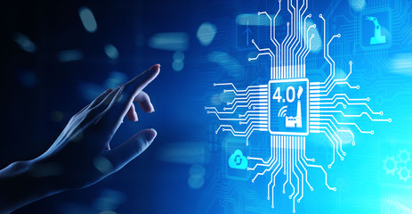 Smart industry 4.0 innovation automation technology concept on virtual screen.