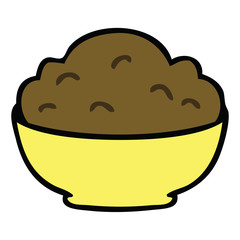 quirky hand drawn cartoon bowl of pudding
