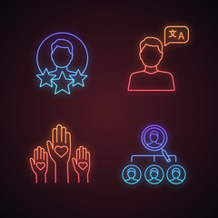 Resume neon light icons set