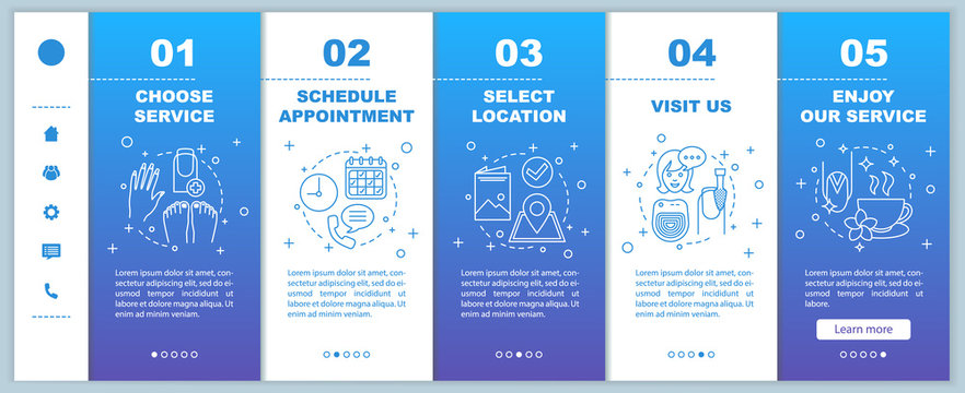 Nail Salon Onboarding Mobile Web Pages Vector Template