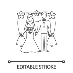 Bride and bridegroom linear icon