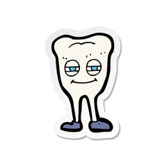 sticker of a cartoon smiling tooth