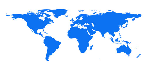 Fototapeta na wymiar Blue World map icon isolated on white background. Infographic. Vector illustration.