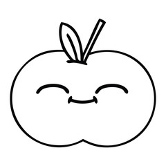 line drawing cartoon red apple