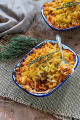 Swiss style potato rosti and pork bake