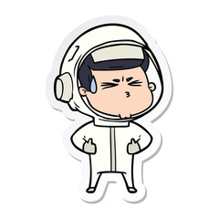 sticker of a cartoon stressed astronaut