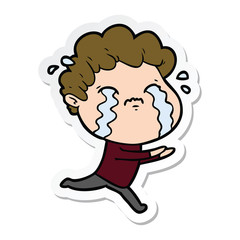 sticker of a cartoon man crying