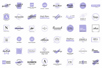 Feminine Vintage Retro Vector Logo for banner, poster, flyer