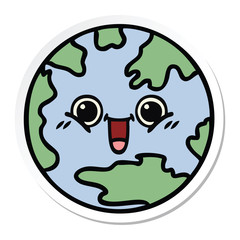 Obraz premium sticker of a cute cartoon planet earth