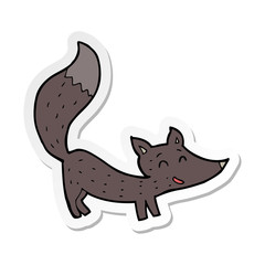 sticker of a cartoon little wolf cub