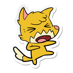 sticker of a angry cartoon fox attacking
