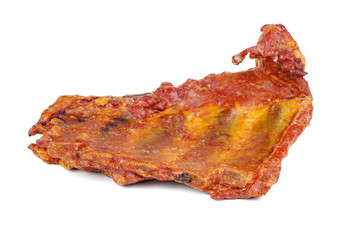 Smoked pork ribs isolated on white background.