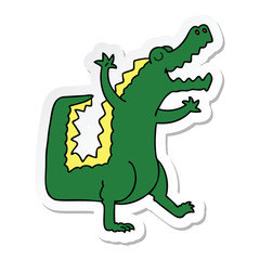 sticker of a quirky hand drawn cartoon crocodile