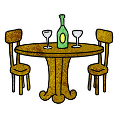 textured cartoon doodle dinner table and drinks